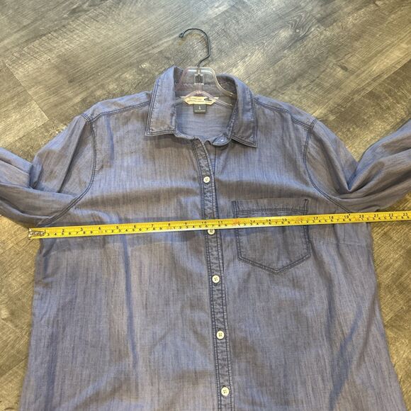 Old Navy Womens Large Long Sleeve Denim Button Up Shirt Top Classic Shirt - Picture 4 of 7